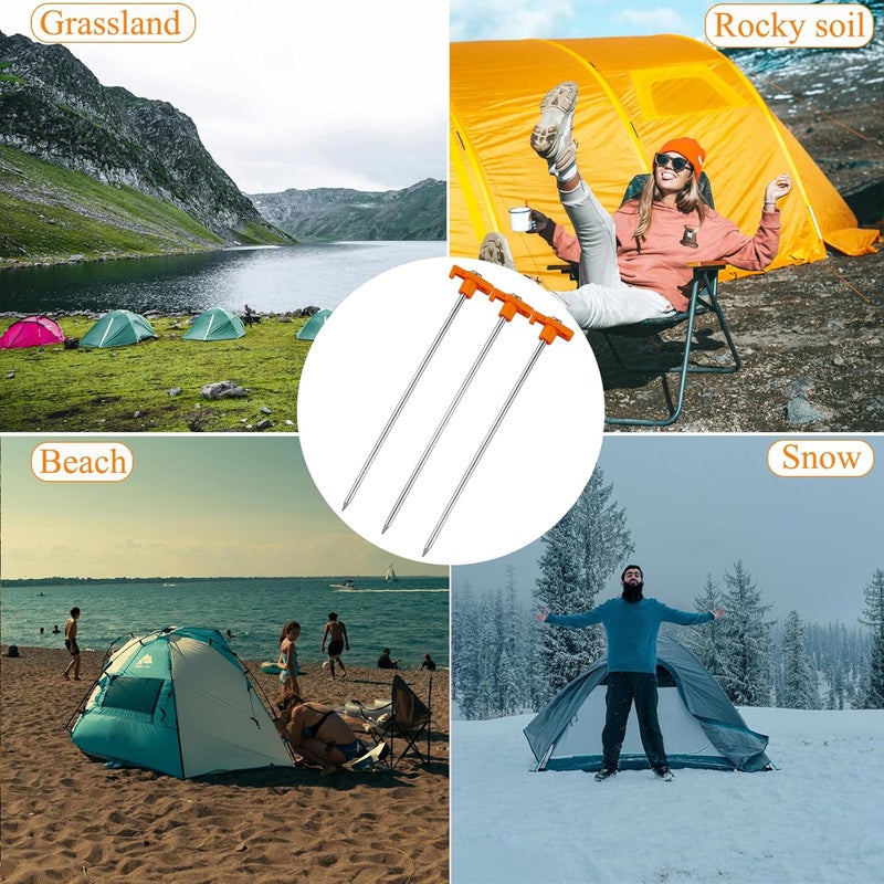 Neehows 20 Pcs Tent Stakes Heavy Duty Ground Stake for Camping, 10 Inch Galvanized Non-Rust Metal Tent Pegs Tent Spikes Yard Stakes for Outdoor Canopy Garden Hiking -Orange - Image 4